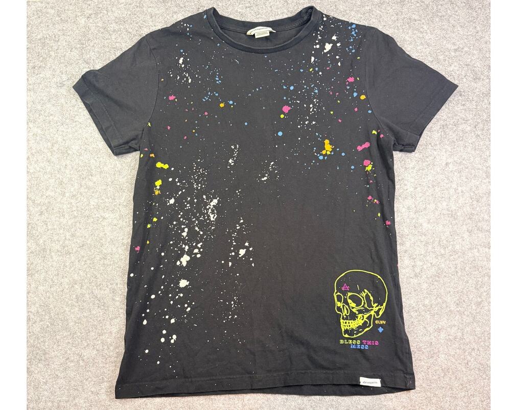 Eleven Paris Skull T Shirt Small Black Paint Splatter Bless This Mess Graphic